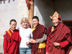 Student with nuns - Tibetan Language Institute